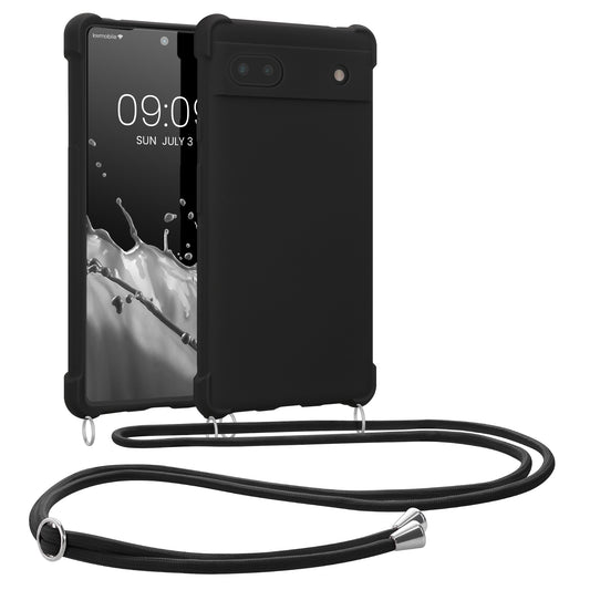 kwmobile Necklace Case kompatibel mit Google Pixel 6a Hülle - Cover mit Kordel zum Umhängen - Silikon Schutzhülle