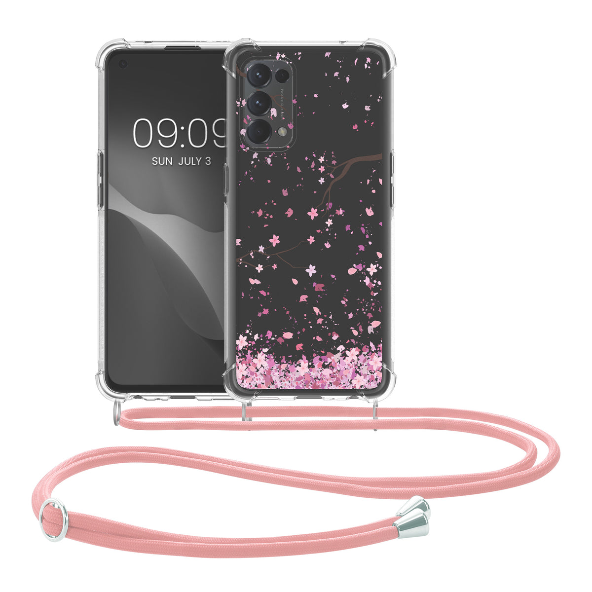 kwmobile Necklace Case kompatibel mit Oppo Find X3 Lite Hülle - Silikon Cover mit Handykette