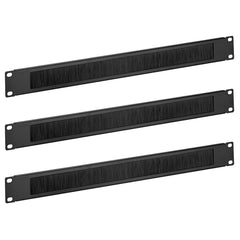 kwmobile 3x 19 Zoll Server Rack Abdeckung - Bürsten Kabelöffnung für 19" Serverracks - Serverschrank Netzwerkschrank Kabelmanagement Kabelführung Schwarz  