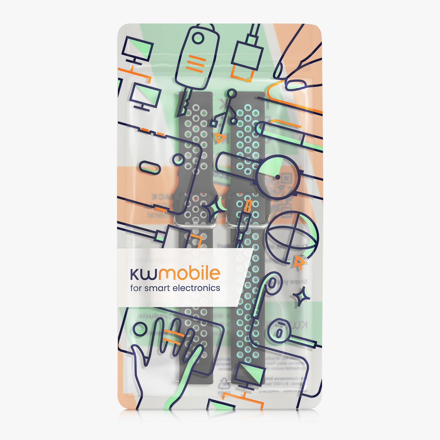 kwmobile Uhrenarmband für Garmin Venu Sq Music / Sq Armband - Fitnesstracker Band Set aus Silikon - Ersatzarmband
