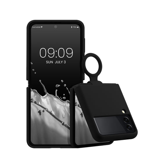 kwmobile Flip Soft Case kompatibel mit Samsung Galaxy Z Flip 3 5G - Silikon Hülle für Foldable Handy - Handyhülle in Schwarz Schwarz  