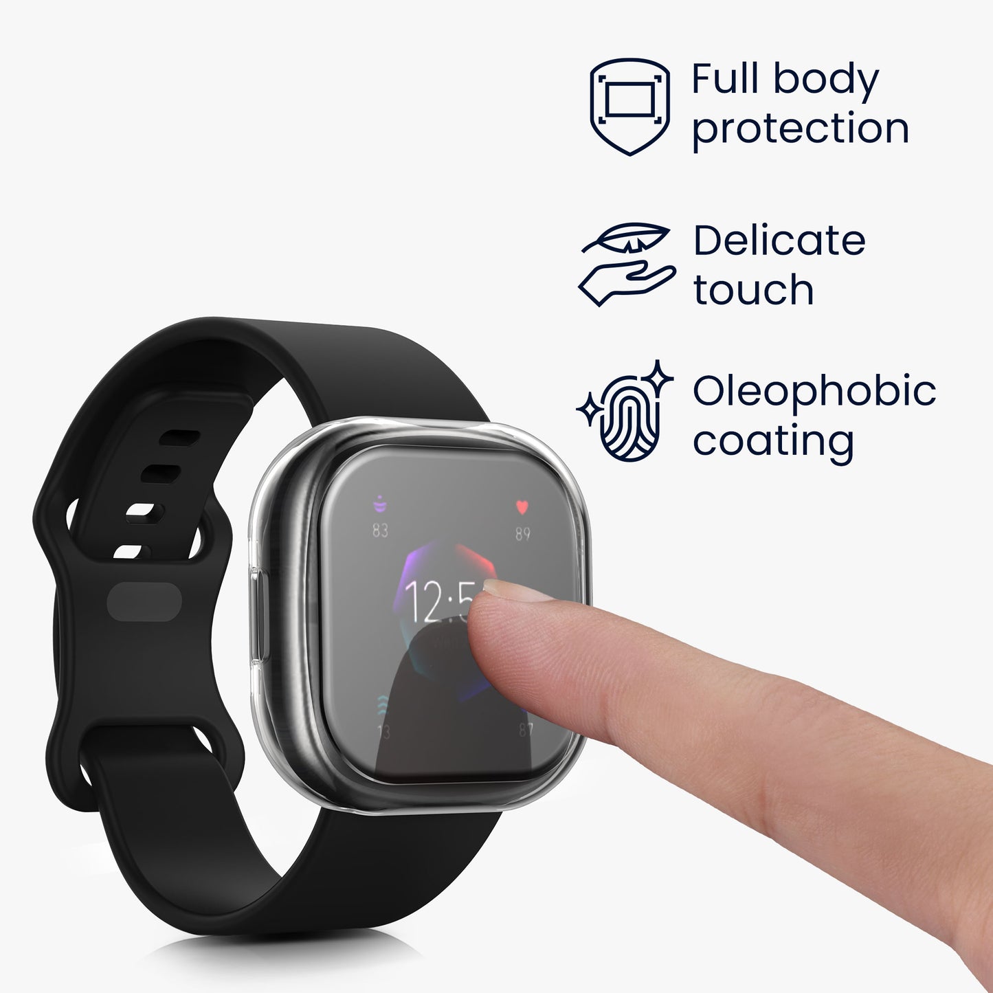 kwmobile Schutzhülle für Fitbit Versa 4 / Sense 2 - Fullbody Display Cover Set