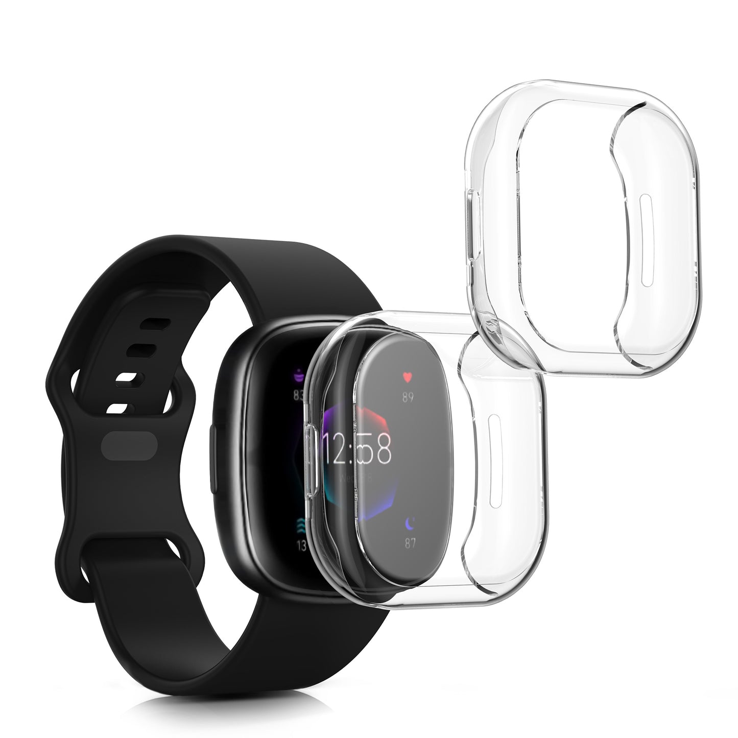 kwmobile Schutzhülle für Fitbit Versa 4 / Sense 2 - Fullbody Display Cover Set
