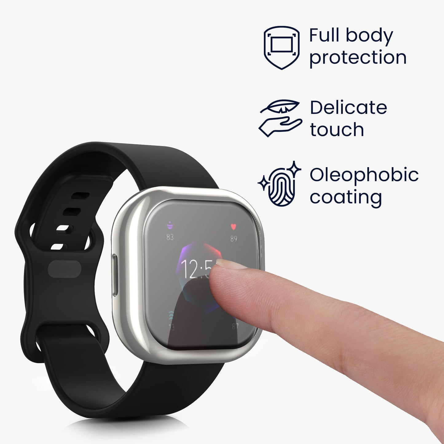 kwmobile Schutzhülle für Fitbit Versa 4 / Sense 2 - Fullbody Display Cover Set