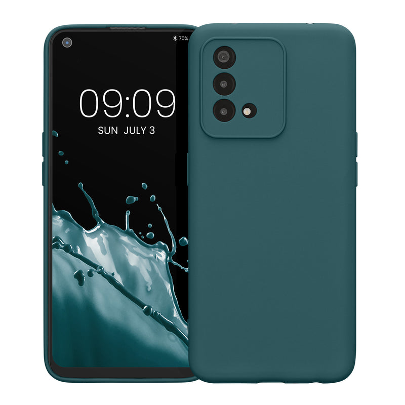 kwmobile Slim Case kompatibel mit Oppo A74 Hülle - Handyhülle aus Silikon - Petrol matt - Hüllen