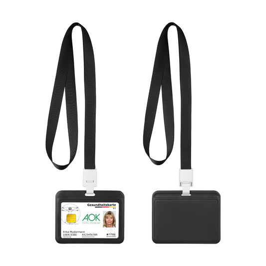 kwmobile 2x ID Karten Schutzhülle - 2er Set Hardcase Kartenschutzhülle mit Band - ID Card Hülle