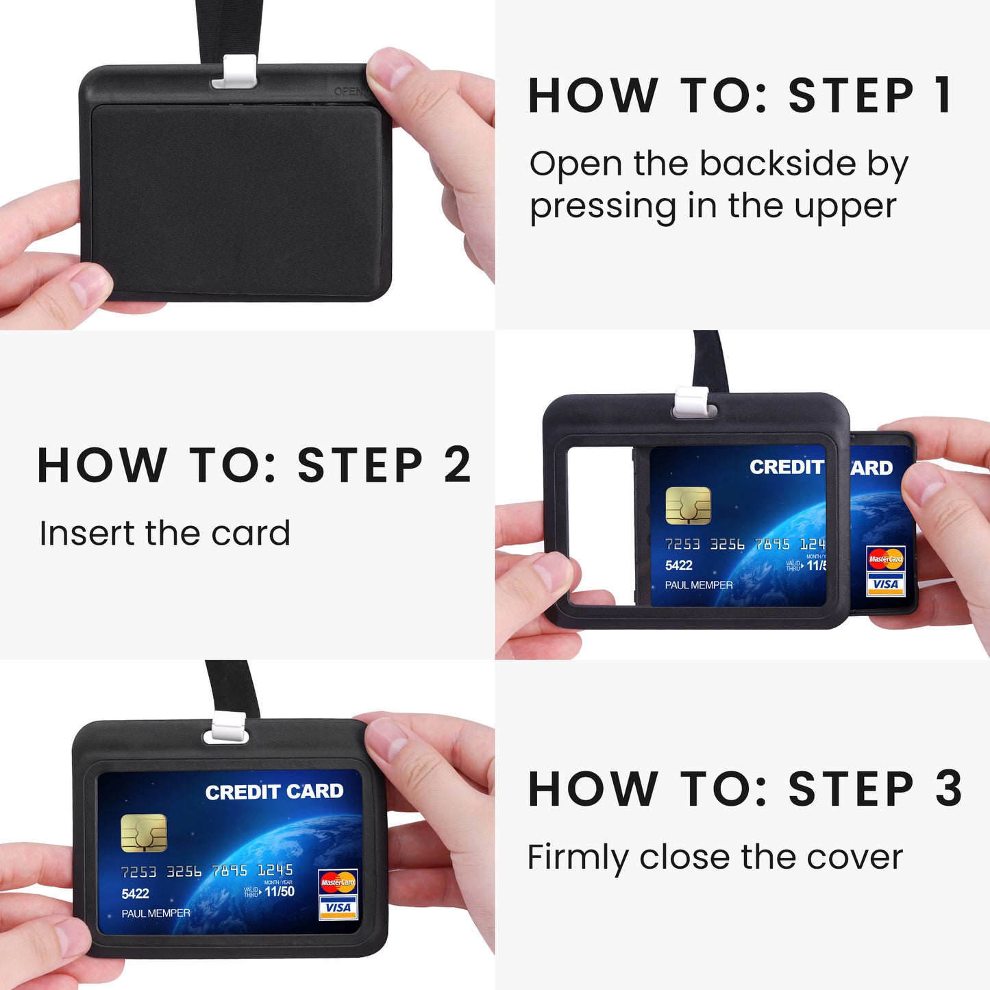kwmobile 2x ID Karten Schutzhülle - 2er Set Hardcase Kartenschutzhülle mit Band - ID Card Hülle