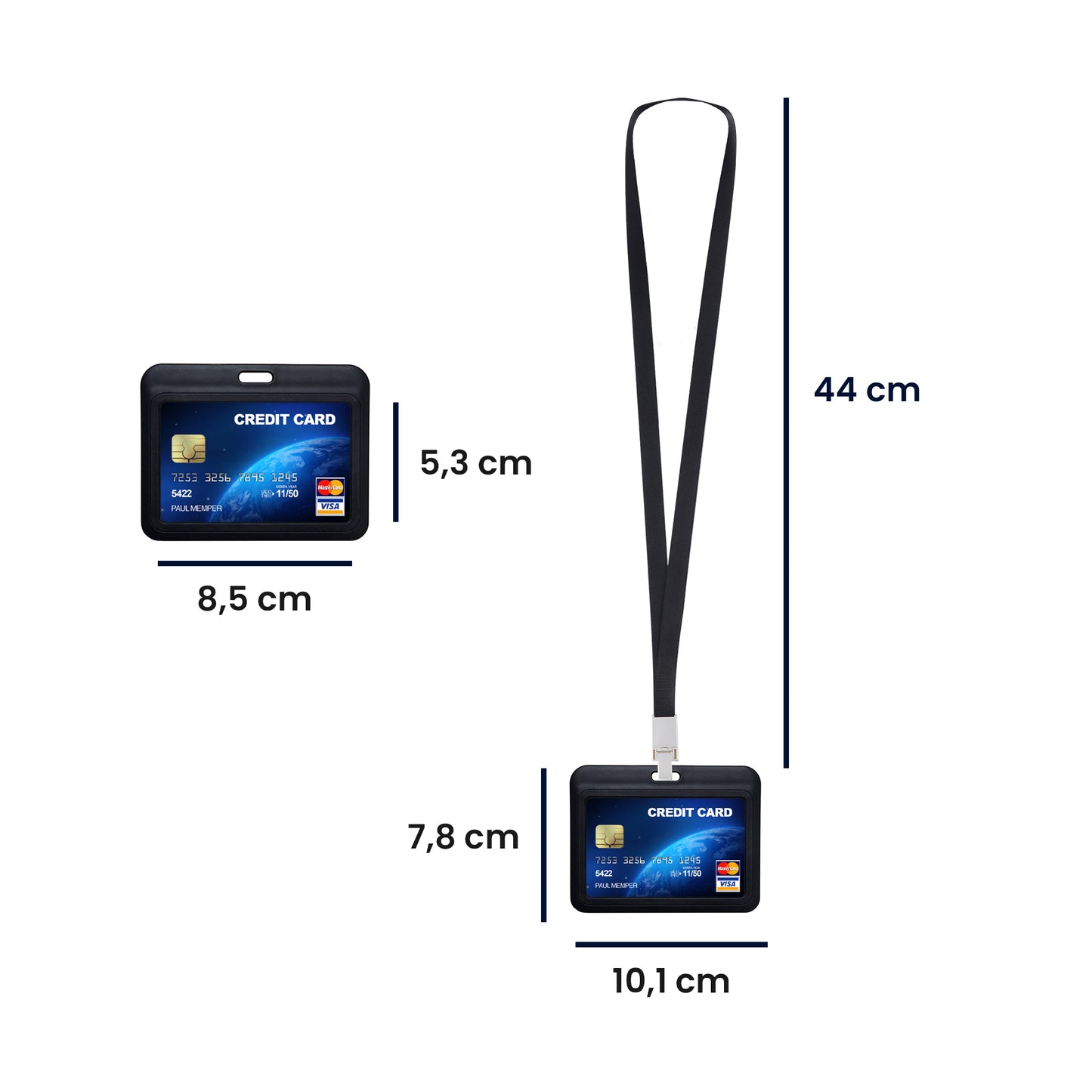 kwmobile 2x ID Karten Schutzhülle - 2er Set Hardcase Kartenschutzhülle mit Band - ID Card Hülle