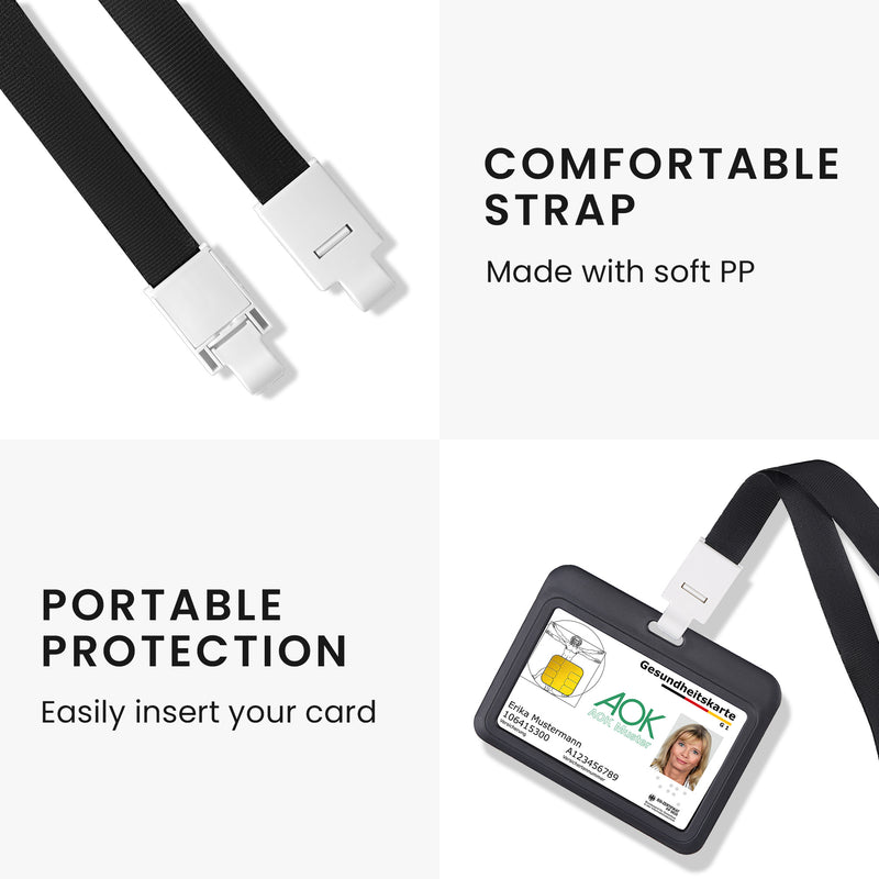 kwmobile 2x ID Karten Schutzhülle - 2er Set Hardcase Kartenschutzhülle mit Band - ID Card Hülle