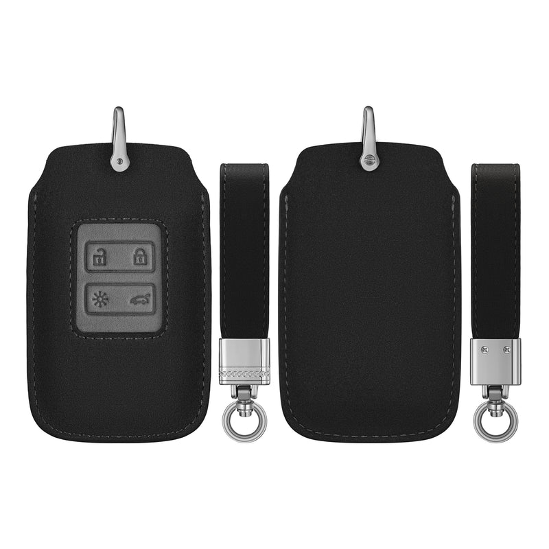 kwmobile Autoschlüssel Kunstleder Hülle kompatibel mit Renault 4-Tasten Smartkey Autoschlüssel (nur Keyless Go) - Schlüsselhülle Schlüssel Case - Cover in Schwarz Grau Schwarz  [dsg02]