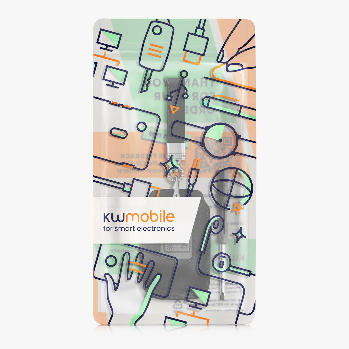 kwmobile Autoschlüssel Kunstleder Hülle kompatibel mit Renault 4-Tasten Smartkey Autoschlüssel (nur Keyless Go) - Schlüsselhülle Schlüssel Case - Cover