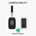 kwmobile Autoschlüssel Kunstleder Hülle kompatibel mit Renault 4-Tasten Smartkey Autoschlüssel (nur Keyless Go) - Schlüsselhülle Schlüssel Case - Cover