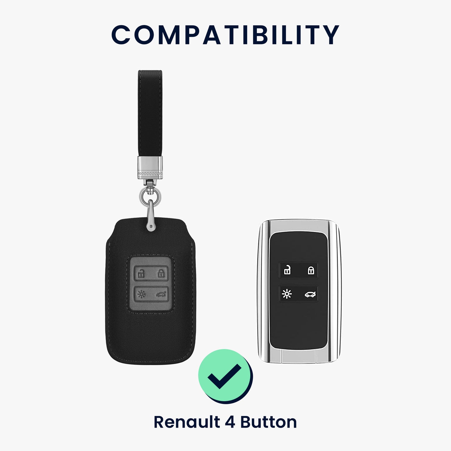 kwmobile Autoschlüssel Kunstleder Hülle kompatibel mit Renault 4-Tasten Smartkey Autoschlüssel (nur Keyless Go) - Schlüsselhülle Schlüssel Case - Cover
