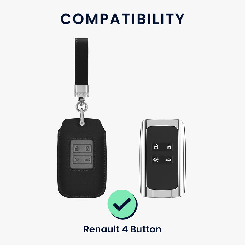 kwmobile Autoschlüssel Kunstleder Hülle kompatibel mit Renault 4-Tasten Smartkey Autoschlüssel (nur Keyless Go) - Schlüsselhülle Schlüssel Case - Cover