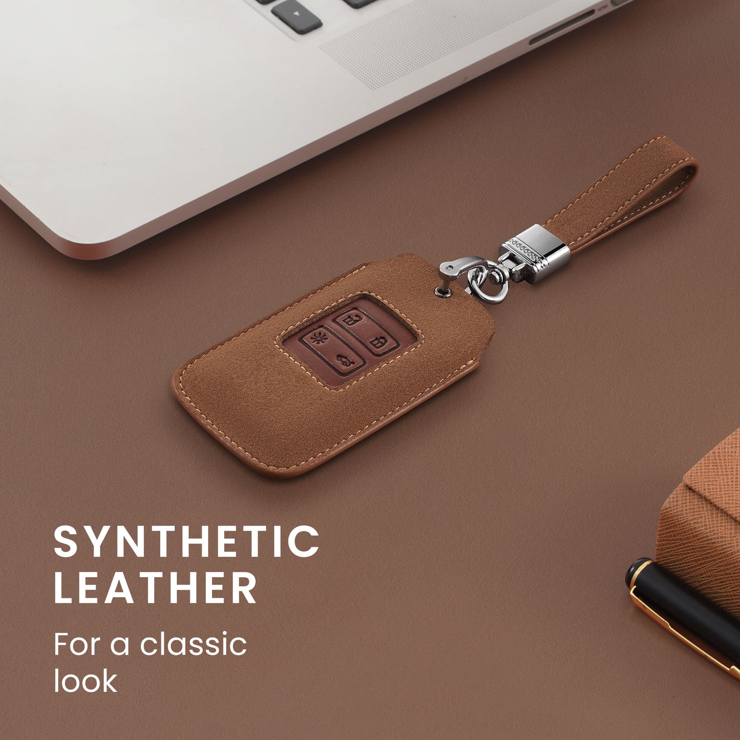 kwmobile Autoschlüssel Kunstleder Hülle kompatibel mit Renault 4-Tasten Smartkey Autoschlüssel (nur Keyless Go) - Schlüsselhülle Schlüssel Case - Cover