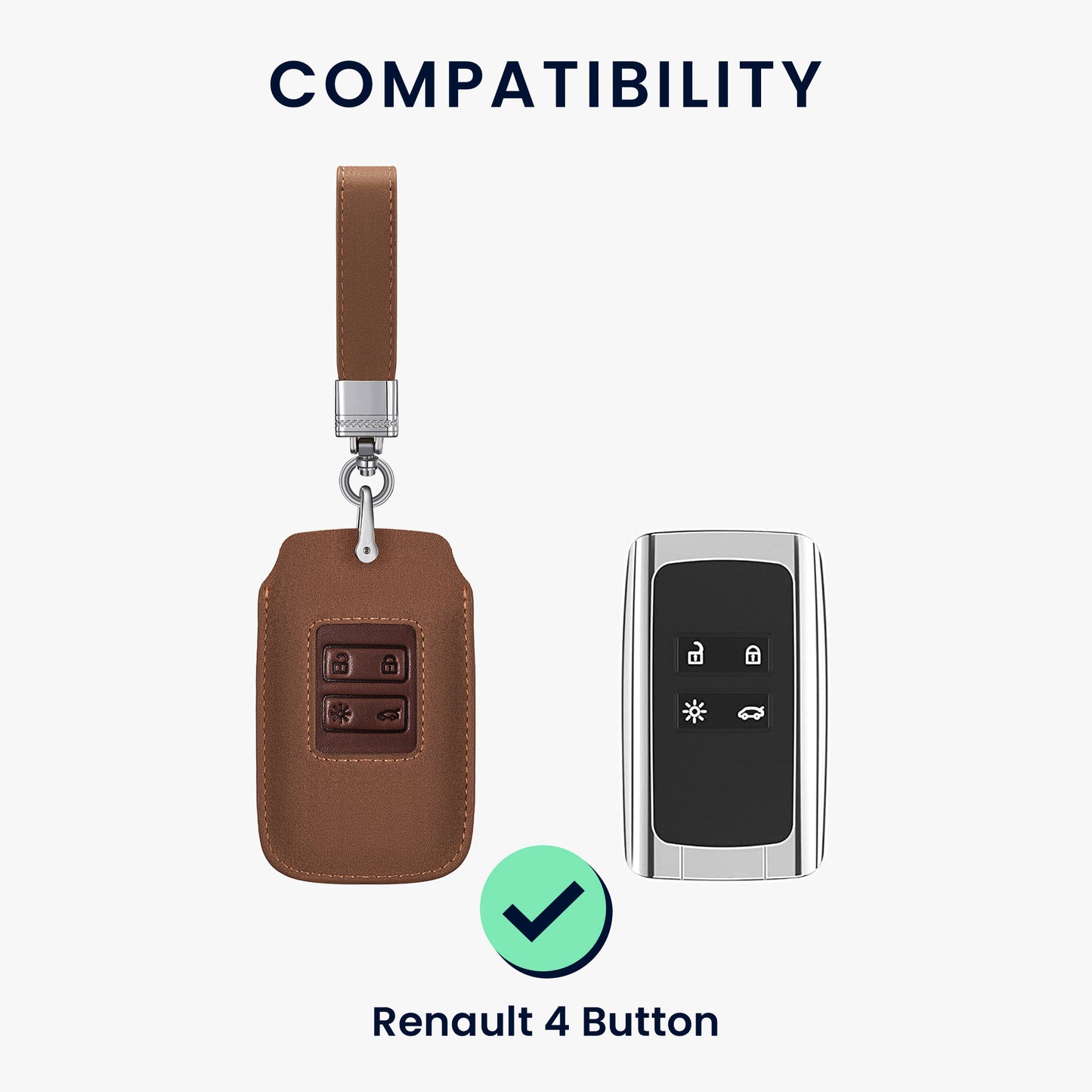kwmobile Autoschlüssel Kunstleder Hülle kompatibel mit Renault 4-Tasten Smartkey Autoschlüssel (nur Keyless Go) - Schlüsselhülle Schlüssel Case - Cover