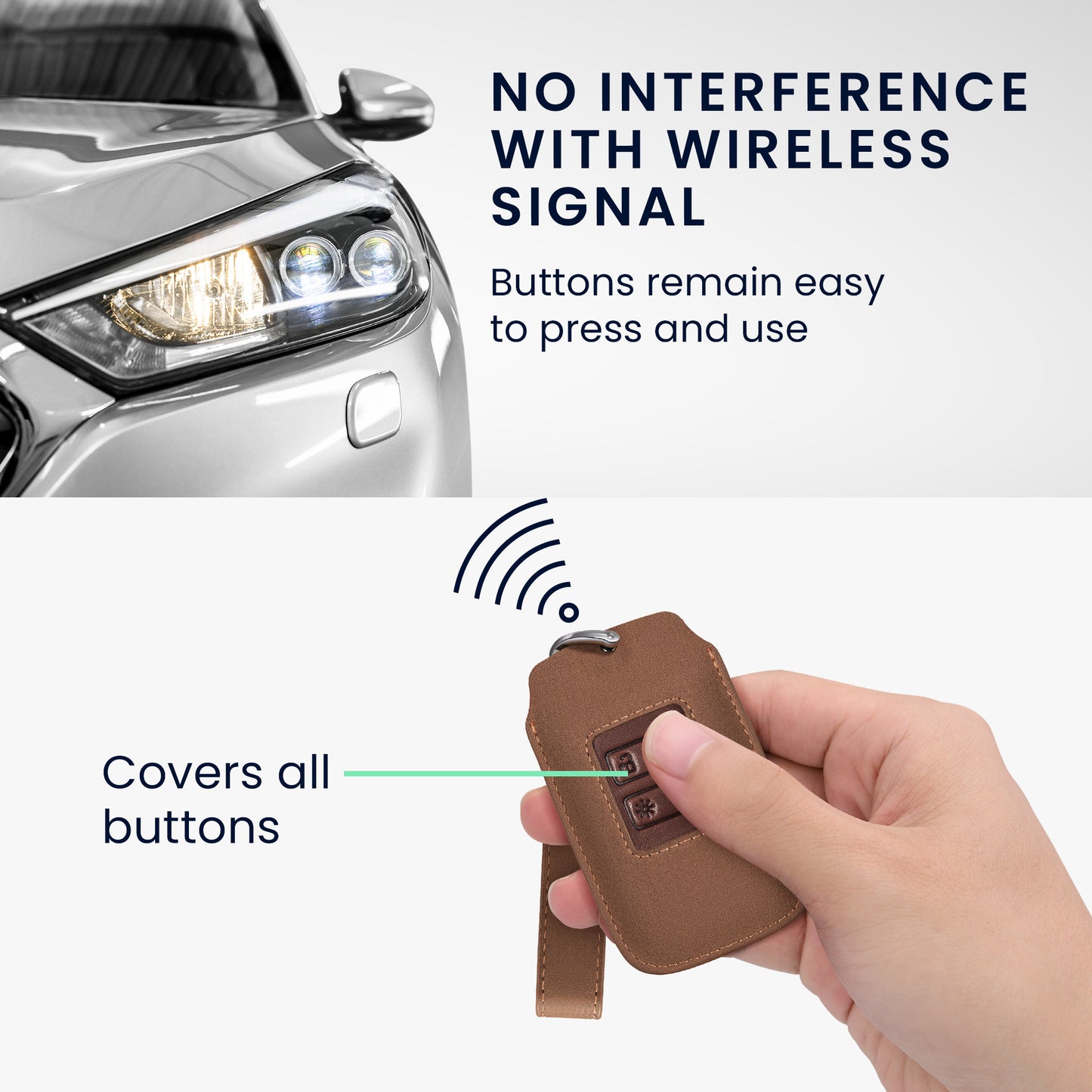 kwmobile Autoschlüssel Kunstleder Hülle kompatibel mit Renault 4-Tasten Smartkey Autoschlüssel (nur Keyless Go) - Schlüsselhülle Schlüssel Case - Cover