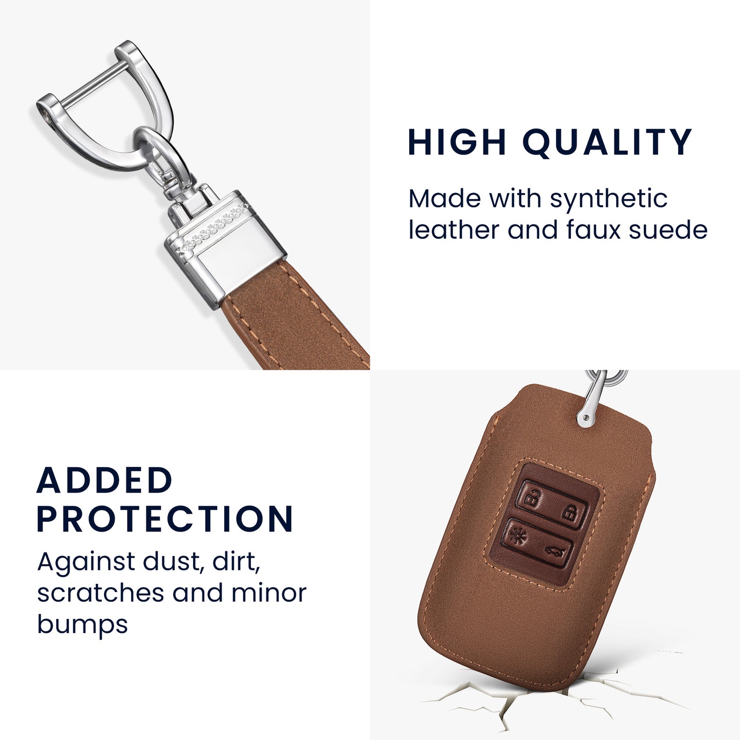 kwmobile Autoschlüssel Kunstleder Hülle kompatibel mit Renault 4-Tasten Smartkey Autoschlüssel (nur Keyless Go) - Schlüsselhülle Schlüssel Case - Cover