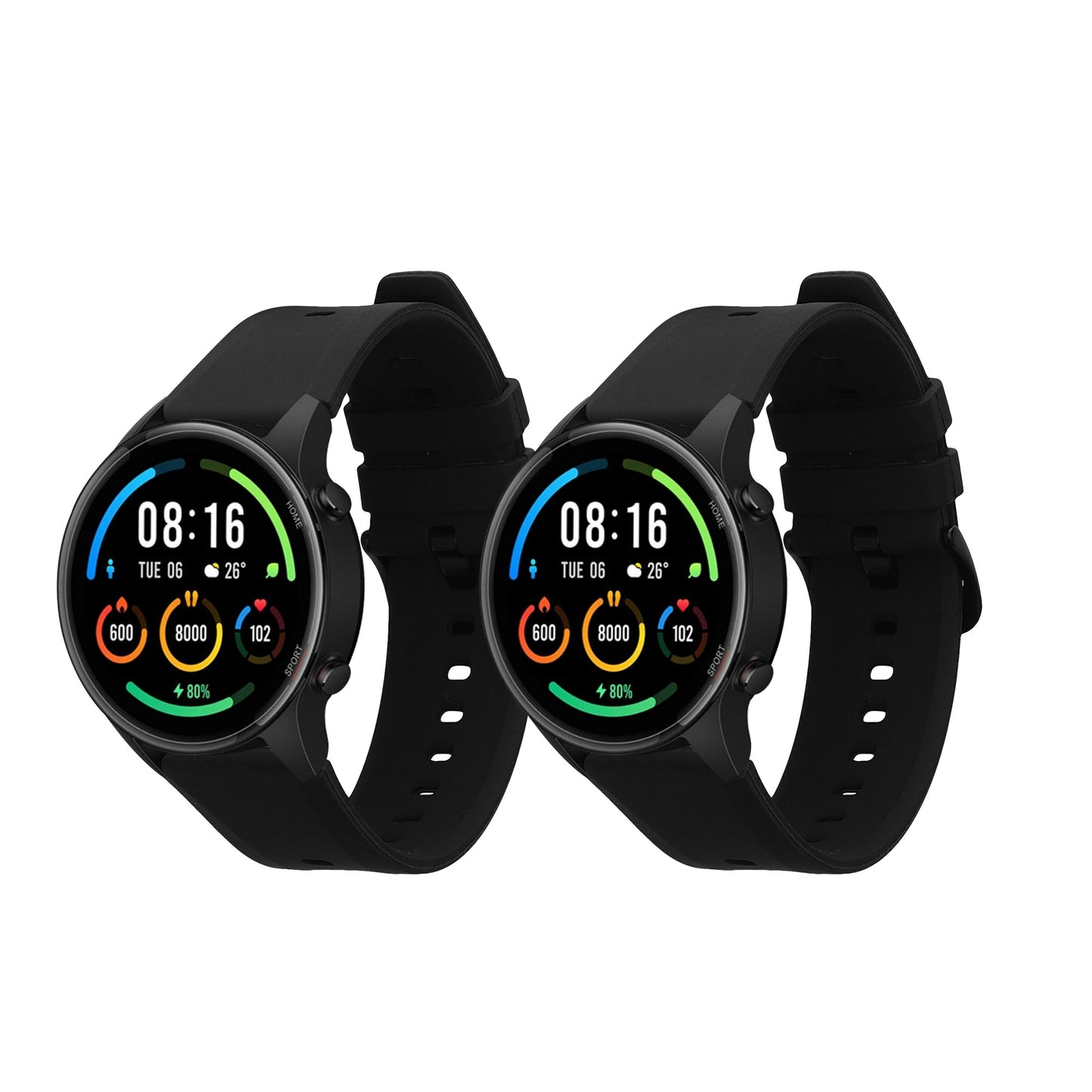 kwmobile 2x Uhrenarmband für Xiaomi Mi Watch Color Sport / S1 Active Armband - Fitnesstracker Band Set aus TPU Silikon - Ersatzarmband Smartwatch - Schwarz Schwarz Schwarz  [dsg05]