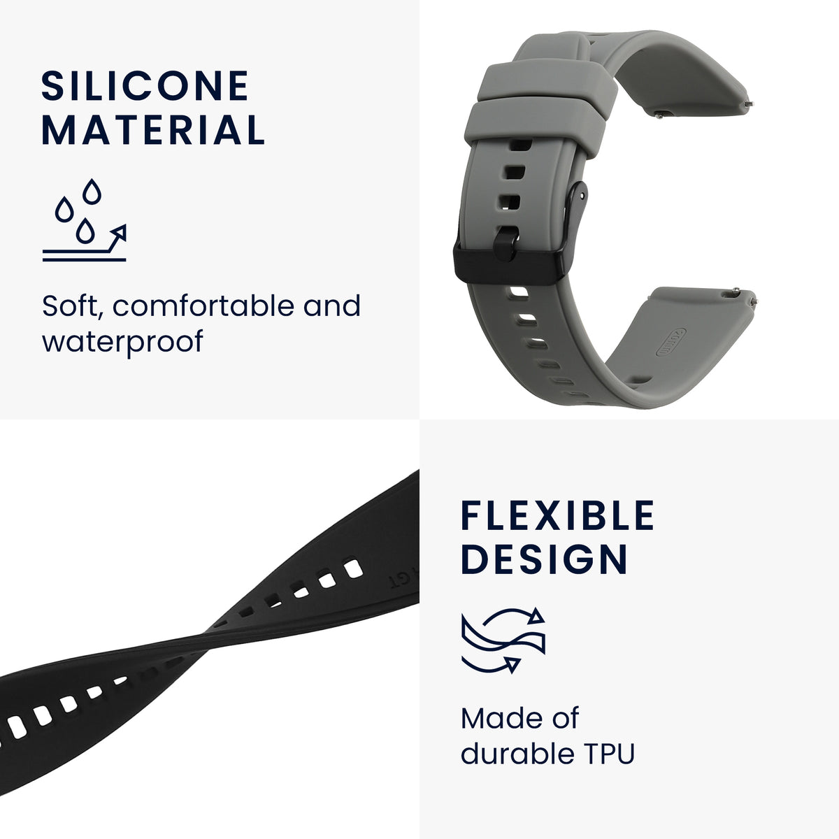 kwmobile 2x Uhrenarmband für Withings ScanWatch 42mm / Steel HR 40mm / ScanWatch Horizon Armband - Fitnesstracker Band