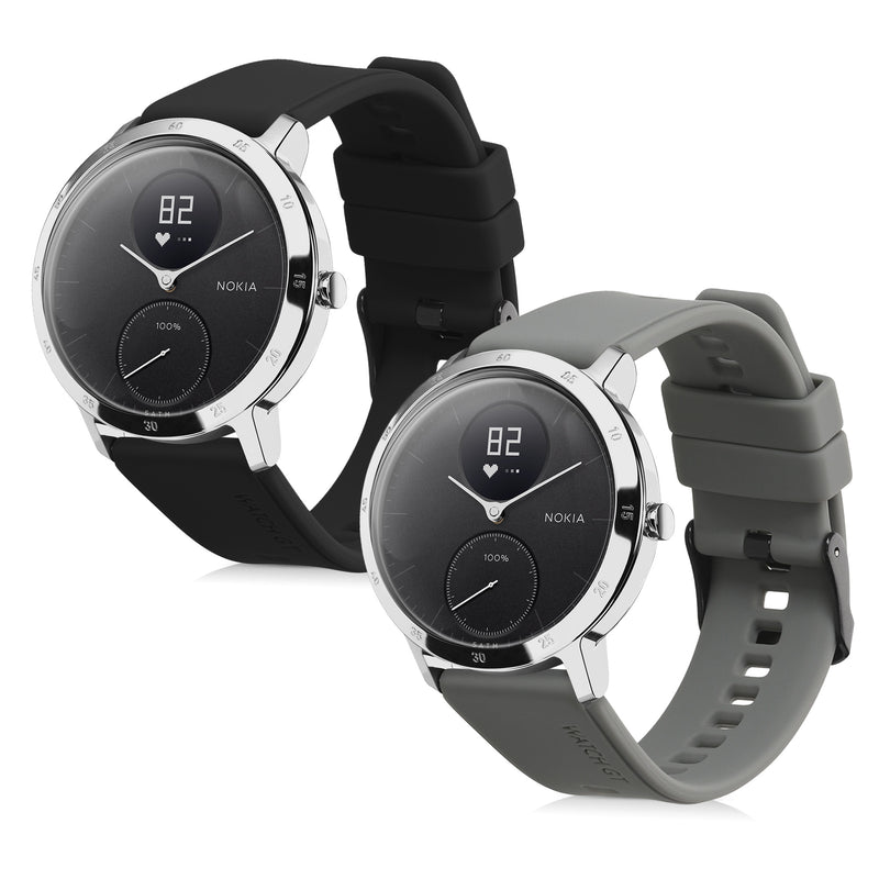 kwmobile 2x Uhrenarmband für Withings ScanWatch 42mm / Steel HR 40mm / ScanWatch Horizon Armband - Fitnesstracker Band