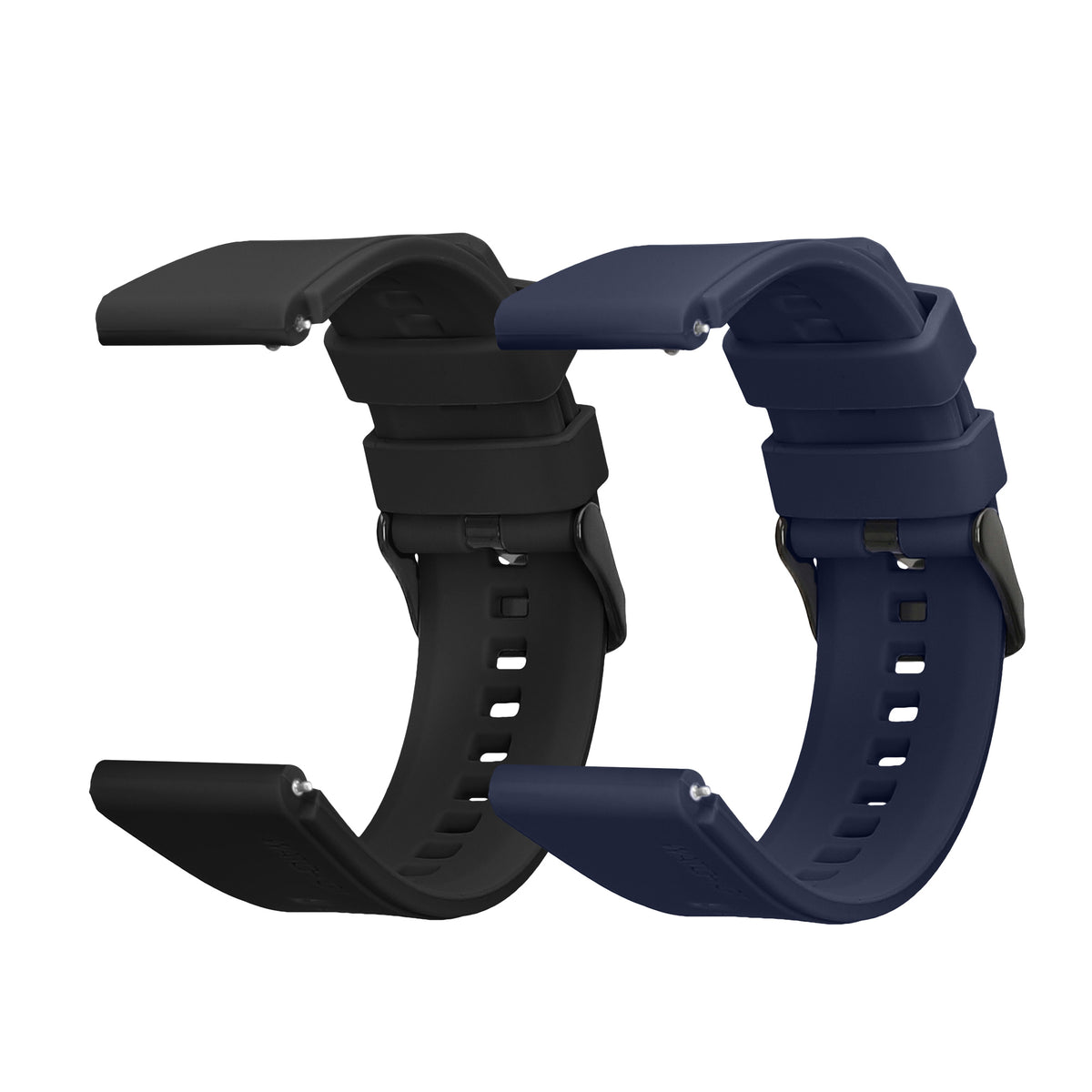 kwmobile 2x Uhrenarmband für Withings ScanWatch 42mm / Steel HR 40mm / ScanWatch Horizon Armband - Fitnesstracker Band Set aus TPU Silikon - Ersatzarmband Smartwatch - Schwarz Dunkelblau Schwarz  [dsg04]