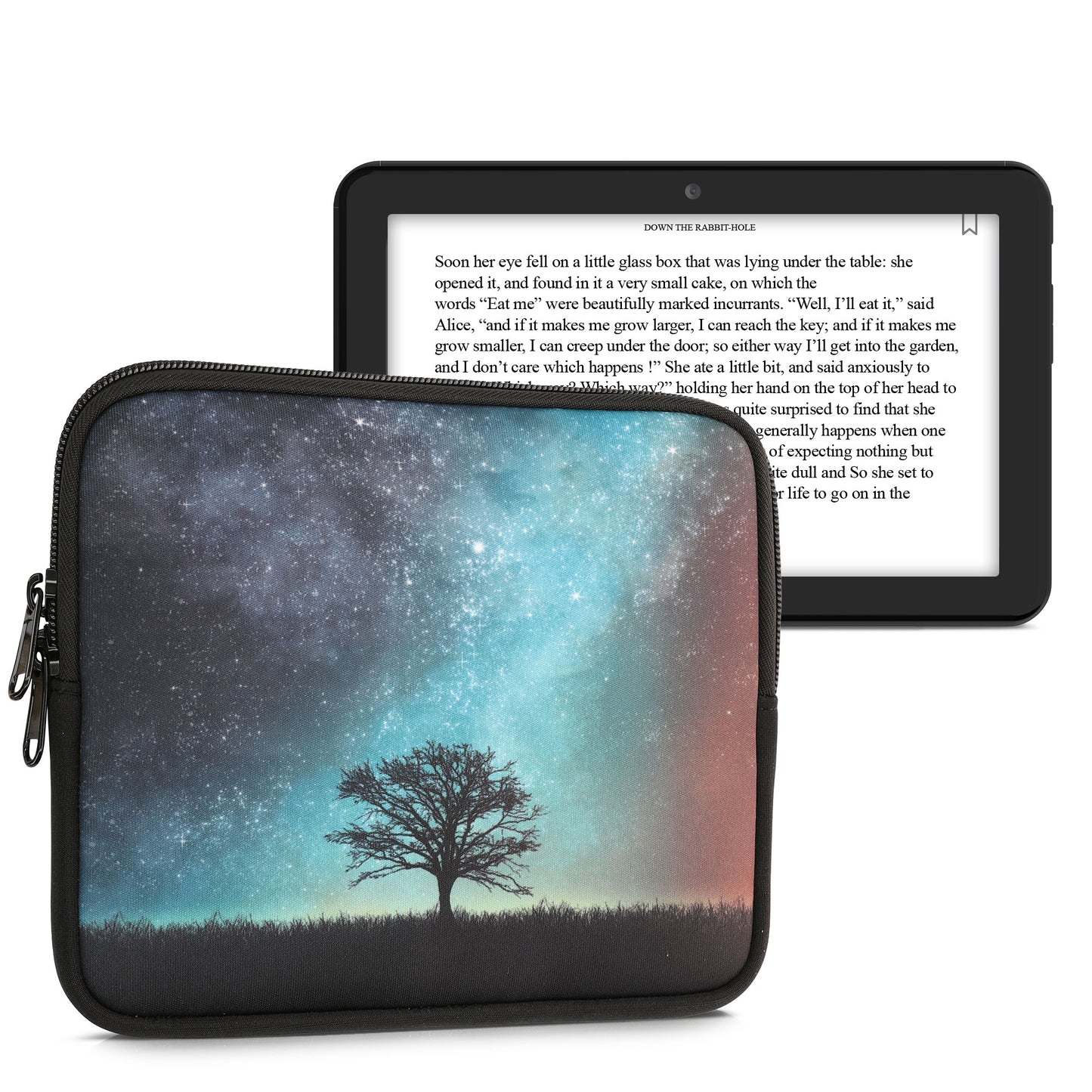 kwmobile Tasche für eReader - Hülle Schutzhülle Galaxie Baum Wiese