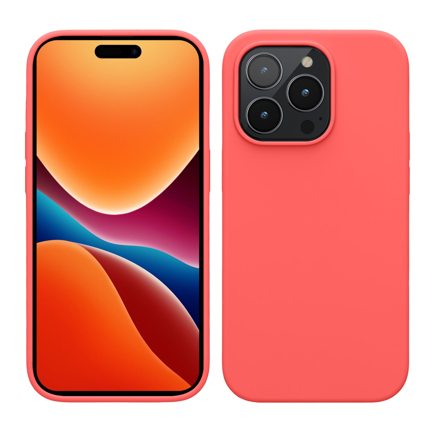 kwmobile Handyhülle für iPhone 14 Pro Hülle, für iPhone 14 Pro Case - Hülle Silikon - kabelloses Laden - Neon Koralle Neon Koralle  