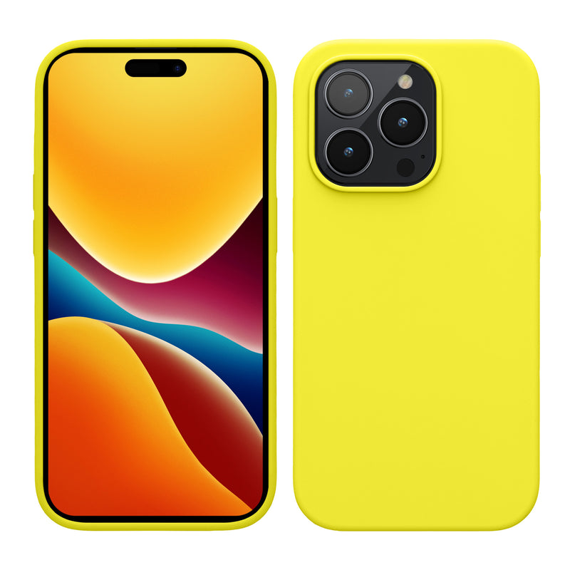 kwmobile Handyhülle für iPhone 14 Pro Hülle, für iPhone 14 Pro Case - Hülle Silikon - kabelloses Laden - Zitronengelb Zitronengelb  