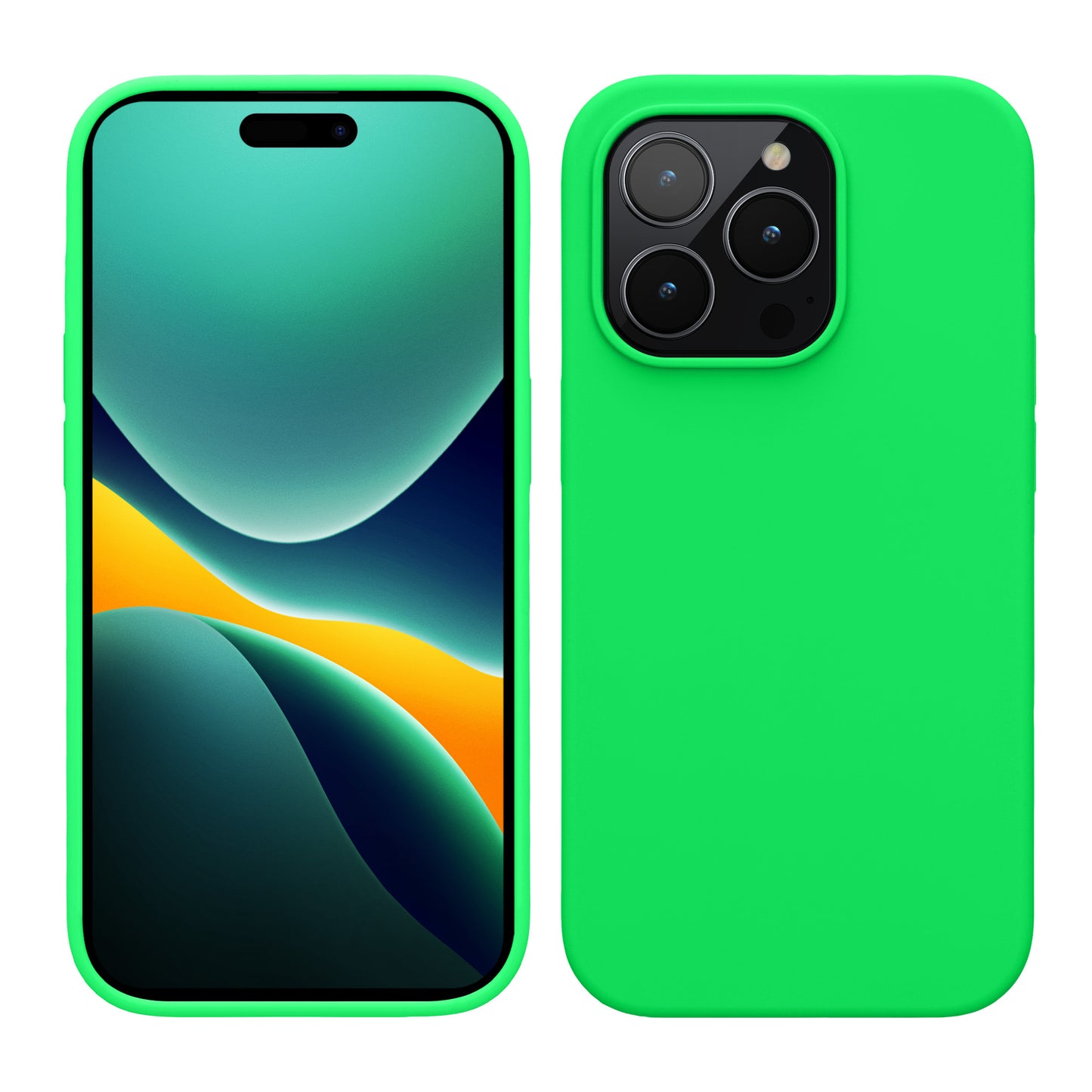 kwmobile Handyhülle für iPhone 14 Pro Hülle, für iPhone 14 Pro Case - Hülle Silikon - kabelloses Laden - Neon Grün Neon Grün  