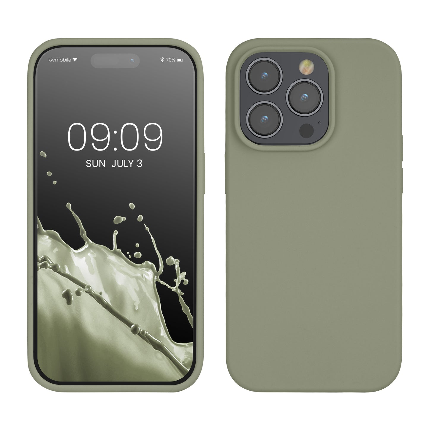 kwmobile Handyhülle für iPhone 14 Pro Hülle, für iPhone 14 Pro Case - Hülle Silikon - kabelloses Laden - Graugrün Graugrün  