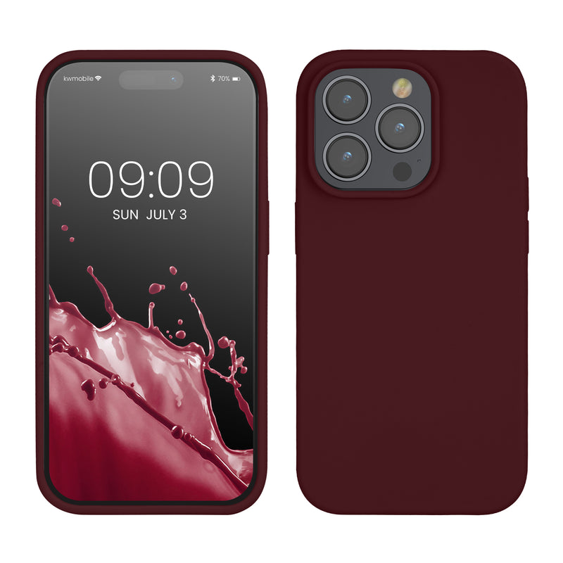 kwmobile Handyhülle für iPhone 14 Pro Hülle, für iPhone 14 Pro Case - Hülle Silikon - kabelloses Laden - Bordeaux Violett Bordeaux Violett  