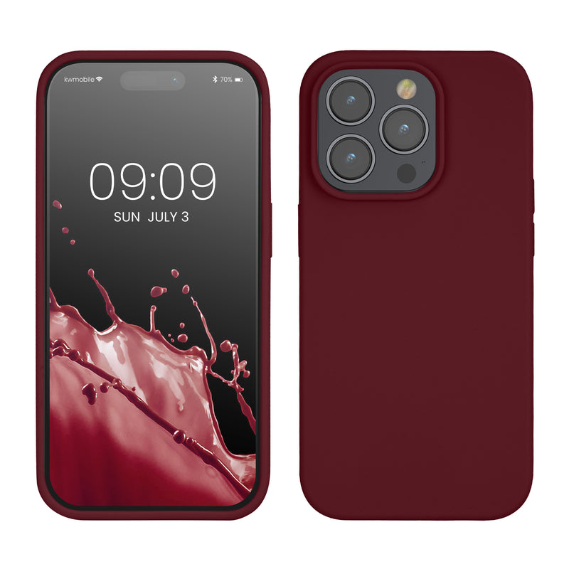 kwmobile Handyhülle für iPhone 14 Pro Hülle, für iPhone 14 Pro Case - Hülle Silikon - kabelloses Laden - Rhabarber Rot Rhabarber Rot  