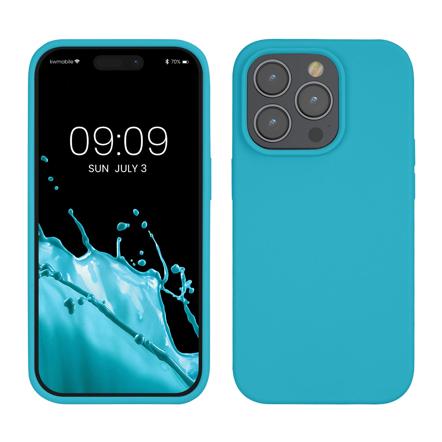 kwmobile Handyhülle für iPhone 14 Pro Hülle, für iPhone 14 Pro Case - Hülle Silikon - kabelloses Laden - Cool Glacier Cool Glacier  