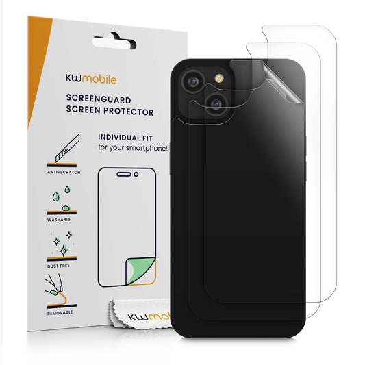 kwmobile 3x Schutzfolie Rückseite kompatibel mit Apple iPhone 14 Plus - Folie Backcover Smartphone - Handyfolie transparent Transparent  
