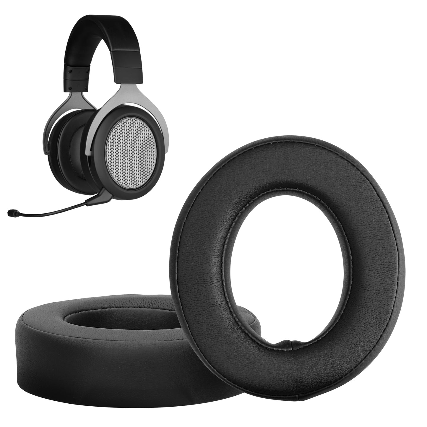 kwmobile 2x Ohr Polster für Corsair HS50 HS60 HS60 Pro HS70 HS70 Pro HS75 Ohrpolster - Ersatz Ohrpolster - Kopfhörer Ersatzteile - Kopfhörer Ersatzpolster für Over Ear Headphones Schwarz  