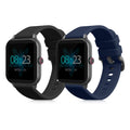 kwmobile 2x Uhrenarmband für Blackview R3 / R3 Pro Armband - Fitnesstracker Band Set aus TPU Silikon - Ersatzarmband Smartwatch - Schwarz Dunkelblau Schwarz  [dsg01]