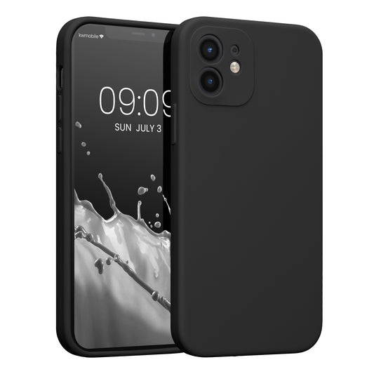kwmobile Hülle kompatibel mit Apple iPhone 12 - Hülle Silikon gummiert - Handyhülle - Handy Case in Schwarz Schwarz  