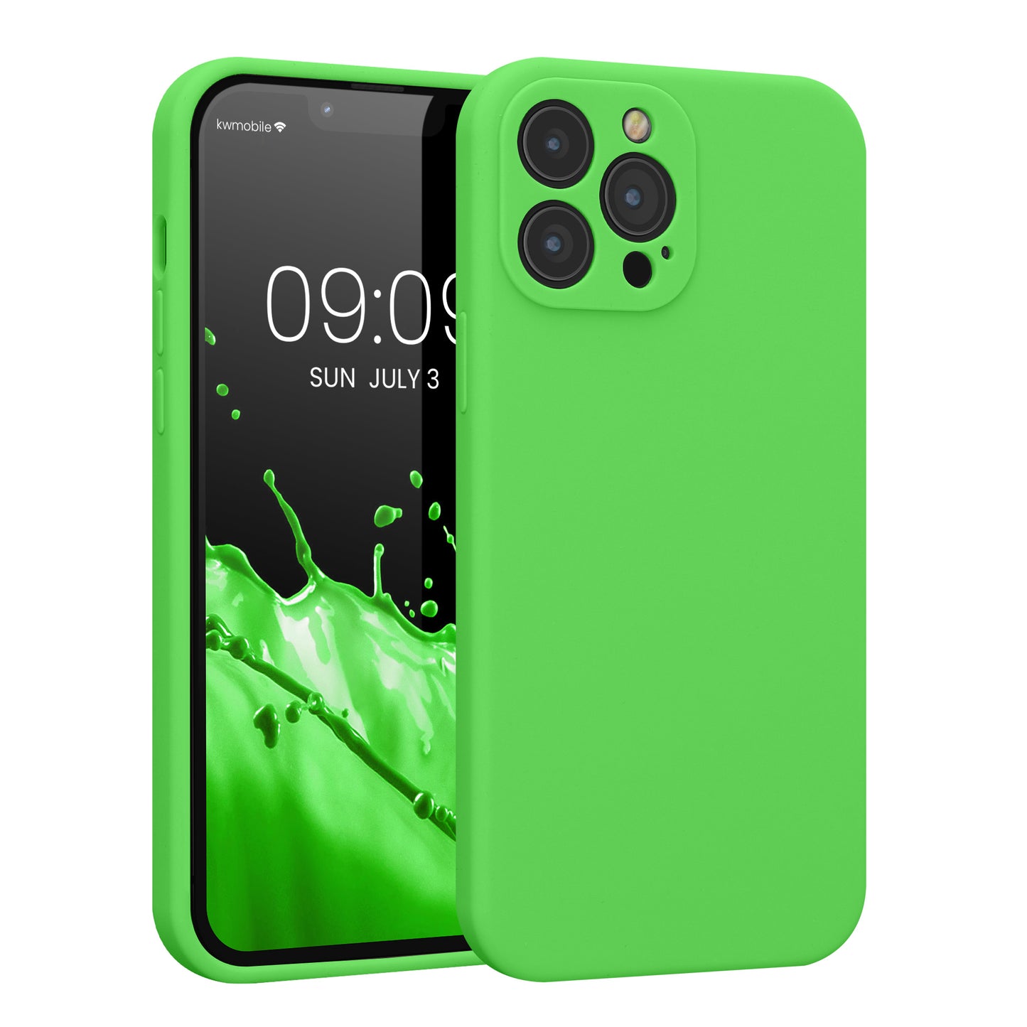 Gummierte Silikon Hülle mit Kameraschutz für Apple iPhone 13 Pro Max in Limettengrün