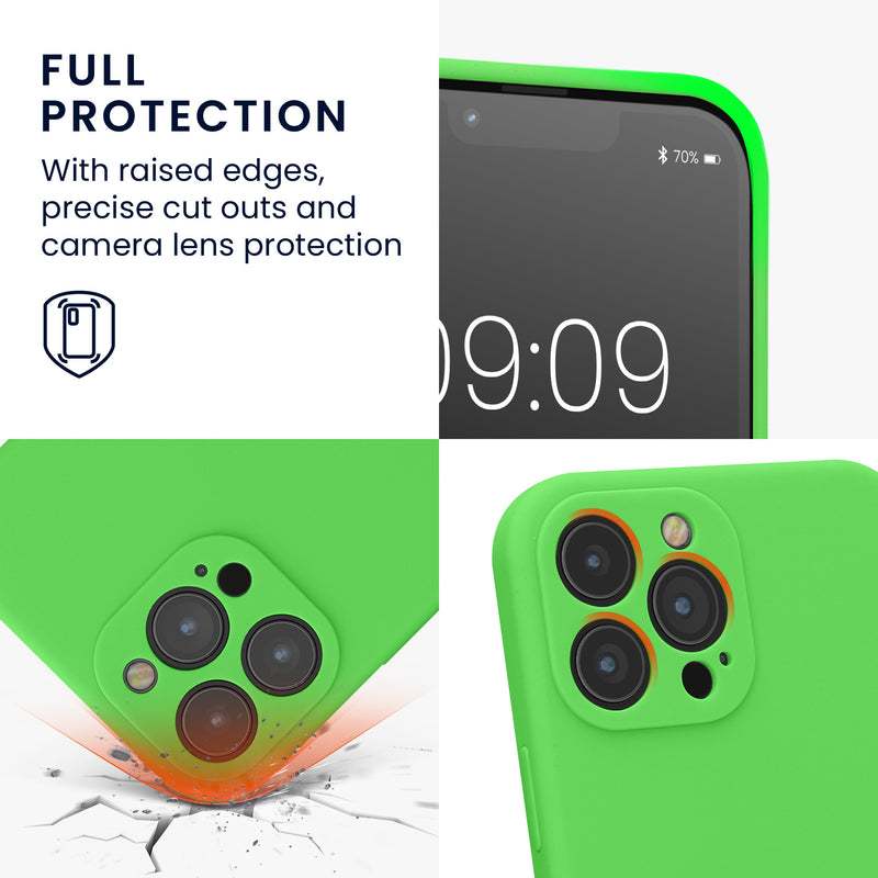 Gummierte Silikon Hülle mit Kameraschutz für Apple iPhone 13 Pro Max in Limettengrün