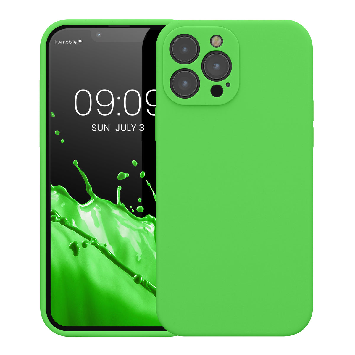 Gummierte Silikon Hülle mit Kameraschutz für Apple iPhone 13 Pro Max in Limettengrün
