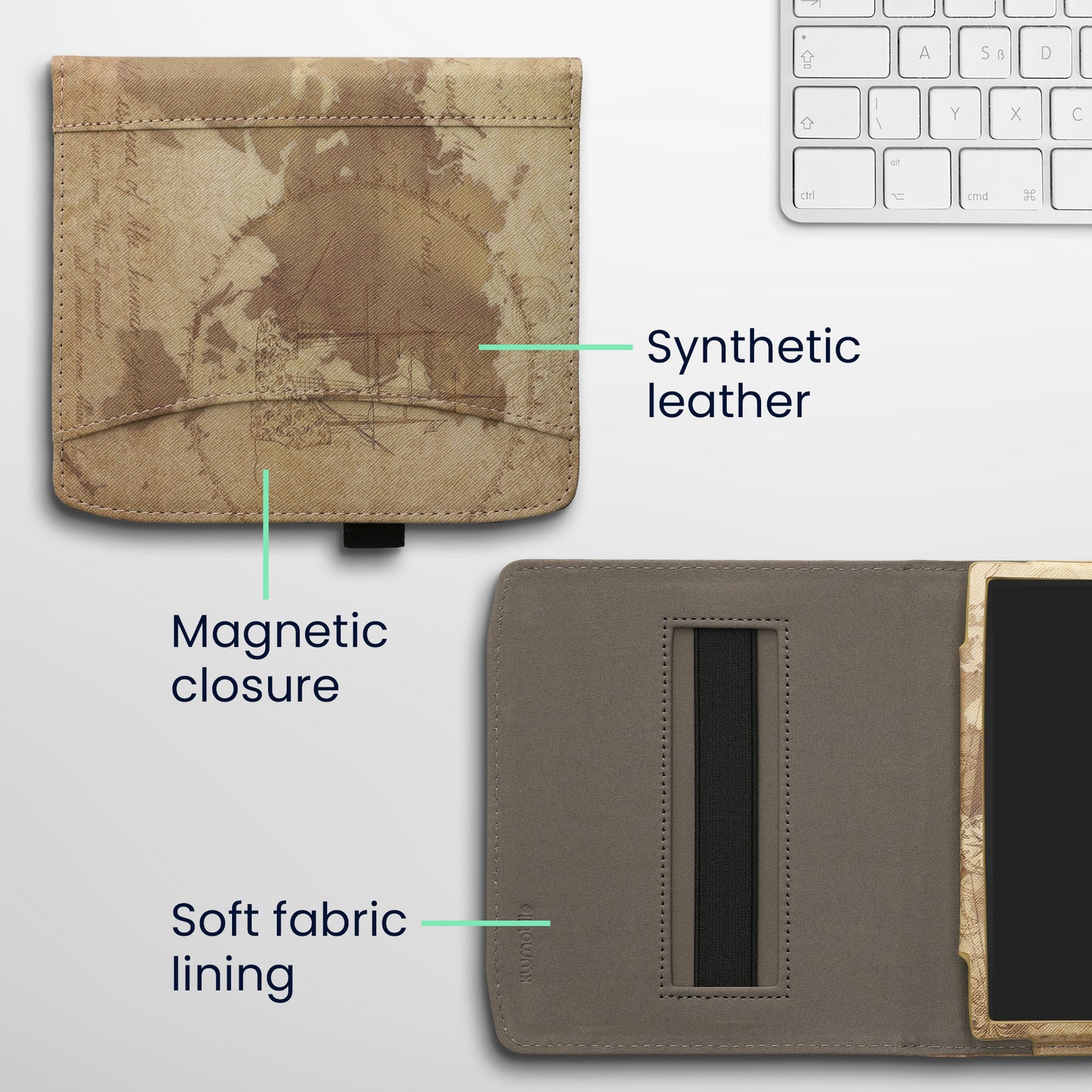 kwmobile Flip Hülle kompatibel mit Pocketbook Era / Era Color - Vorderfach Handschlaufe