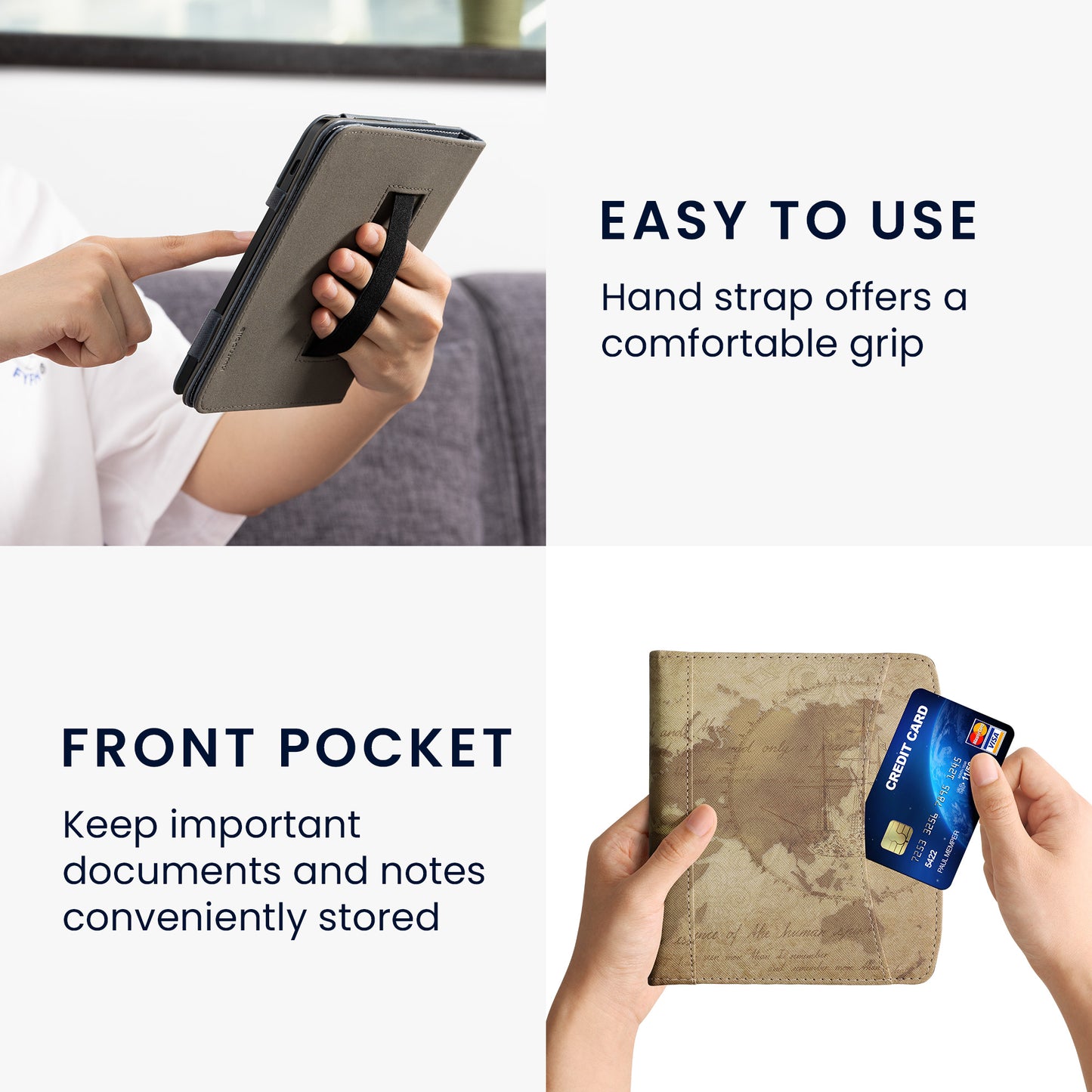kwmobile Flip Hülle kompatibel mit Pocketbook Era / Era Color - Vorderfach Handschlaufe