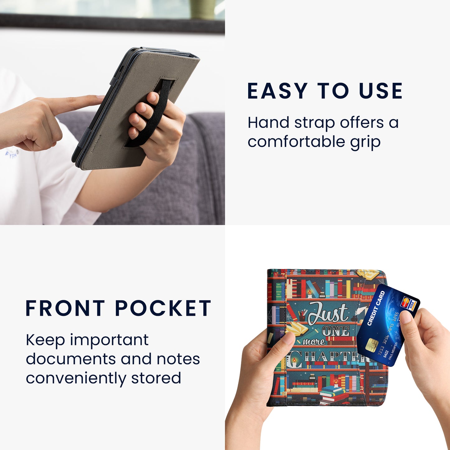 kwmobile Flip Hülle kompatibel mit Pocketbook Era / Era Color - Vorderfach Handschlaufe