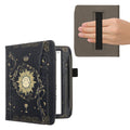 kwmobile Flip Hülle kompatibel mit Pocketbook Era / Era Color - Vorderfach Handschlaufe - Tarot Karten Dunkelblau Gelb Schwarz Dunkelblau  [dsg04]