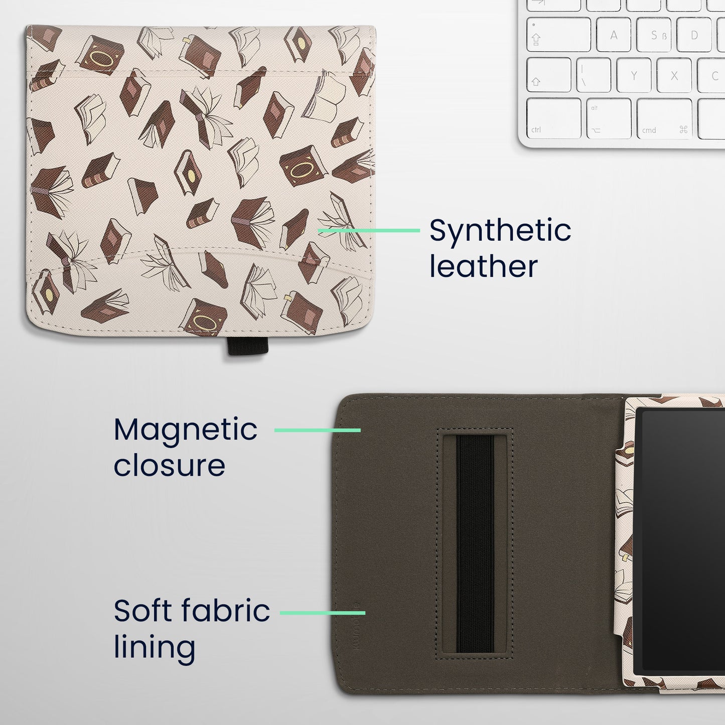 kwmobile Flip Hülle kompatibel mit Pocketbook Era / Era Color - Vorderfach Handschlaufe