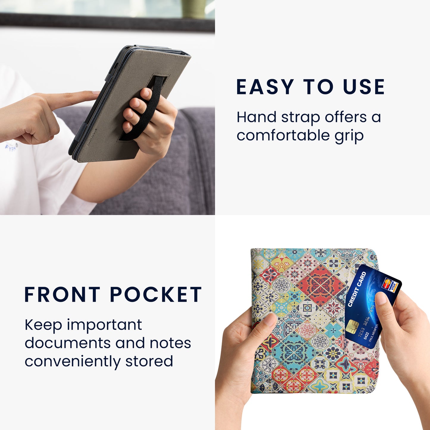 kwmobile Flip Hülle kompatibel mit Pocketbook Era / Era Color - Vorderfach Handschlaufe