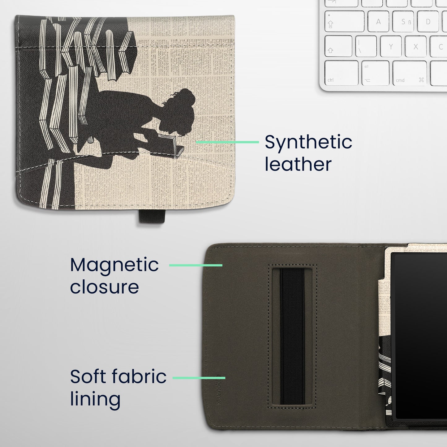 kwmobile Flip Hülle kompatibel mit Pocketbook Era / Era Color - Vorderfach Handschlaufe