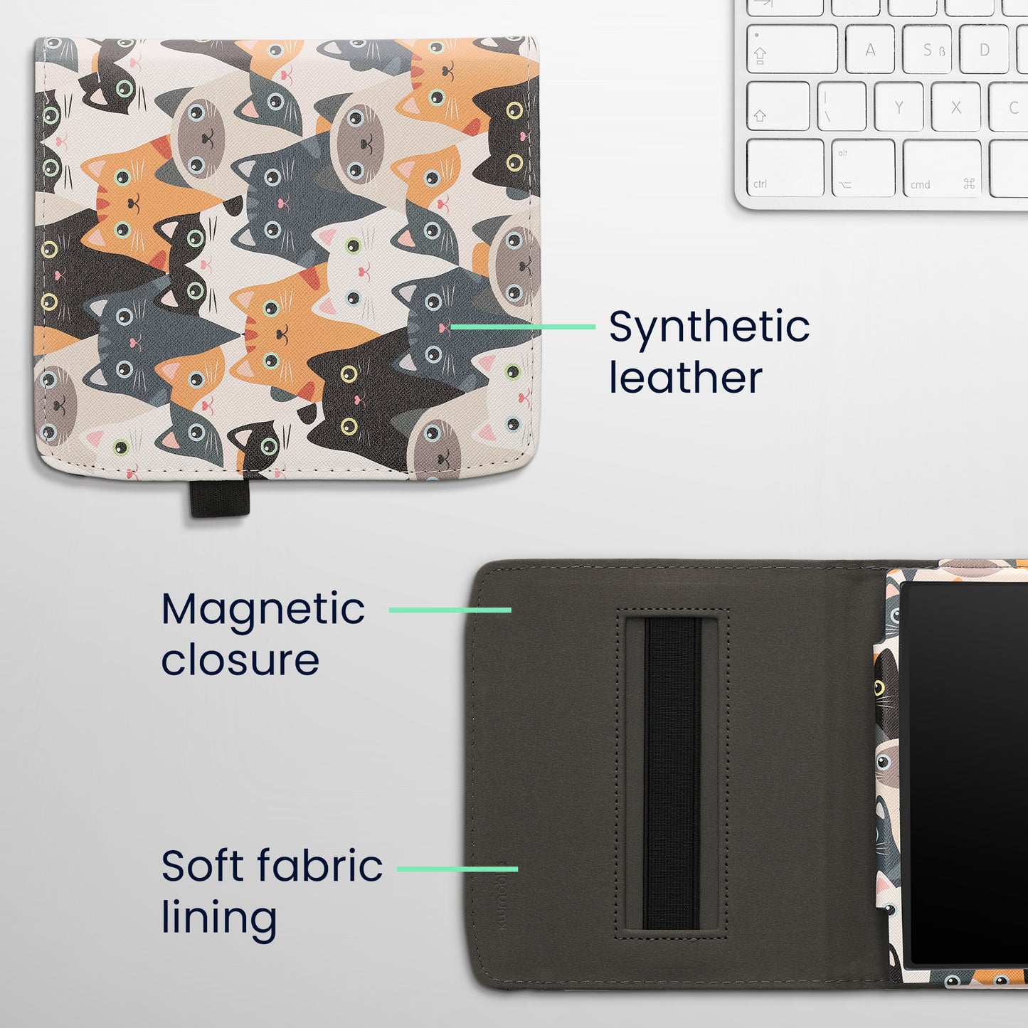 kwmobile Flip Hülle kompatibel mit Pocketbook Era / Era Color - Vorderfach Handschlaufe