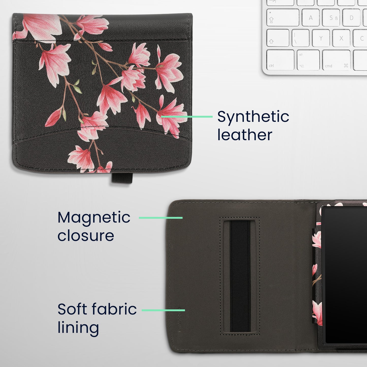 kwmobile Flip Hülle kompatibel mit Pocketbook Era / Era Color - Vorderfach Handschlaufe